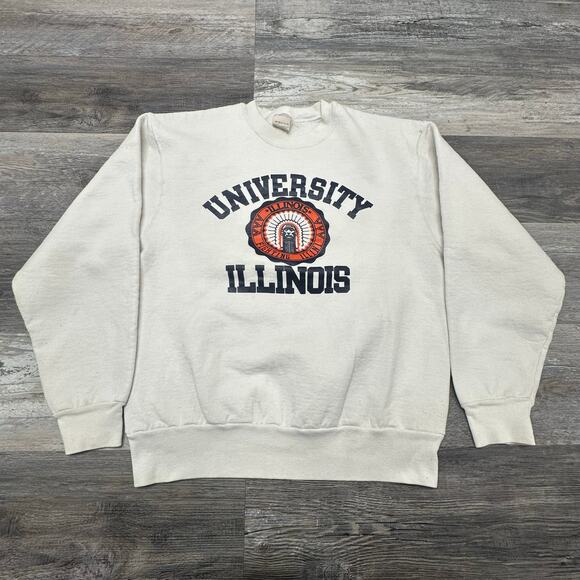 Vintage 80s University‎ of Illinios Fruit Of The Loom Mens M Crewneck Sweatshirt - Picture 1 of 11